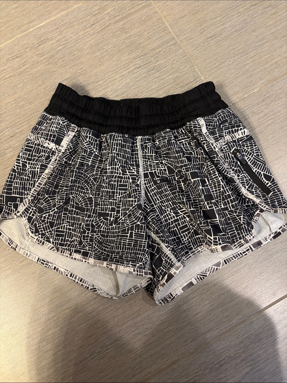 lululemon athletica Seawheeze Black & White Grid-Print Athletic Shorts